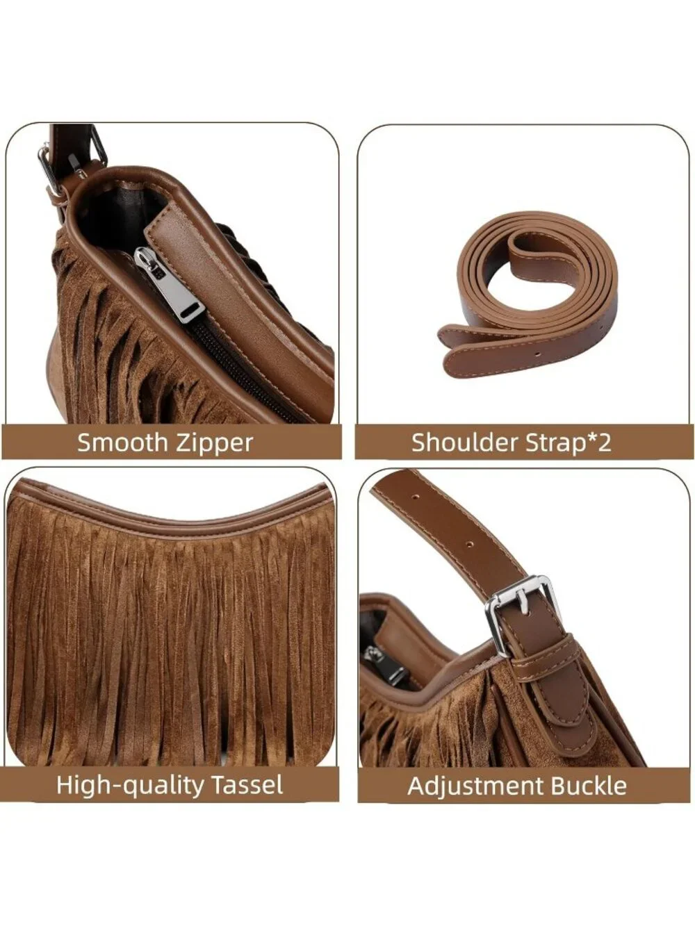 Women's Brown Imported Underarm Suede Western Classy Stylish Trendy Hobo Bag